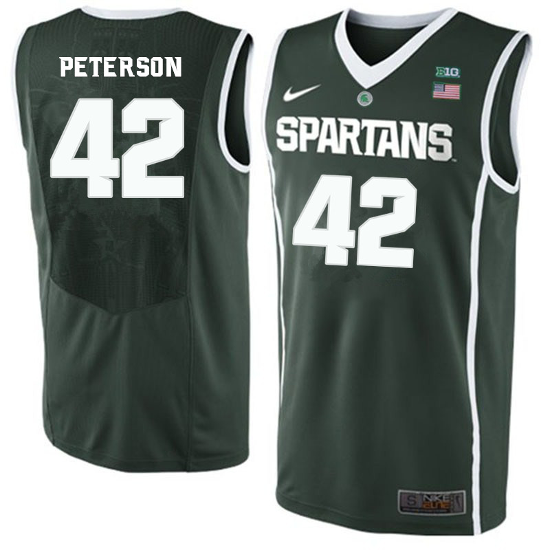 Men #42 Morris Peterson Michigan State Spartans College Basketball Jerseys-Green